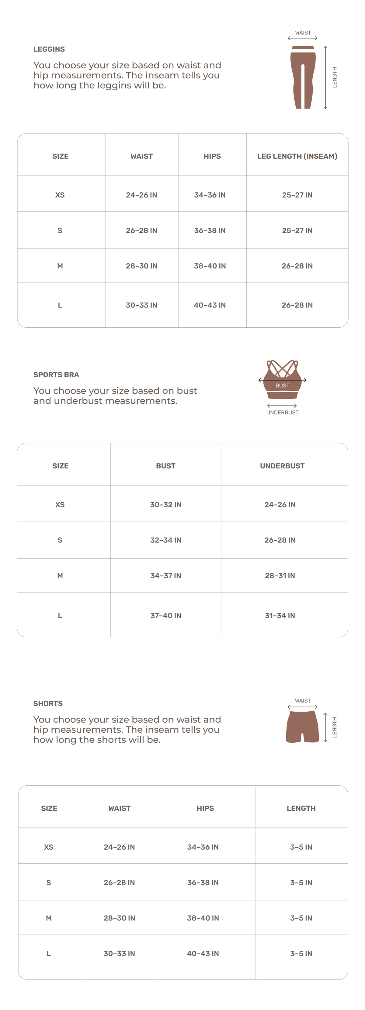 Size Guide for Petal Blush Define Bra